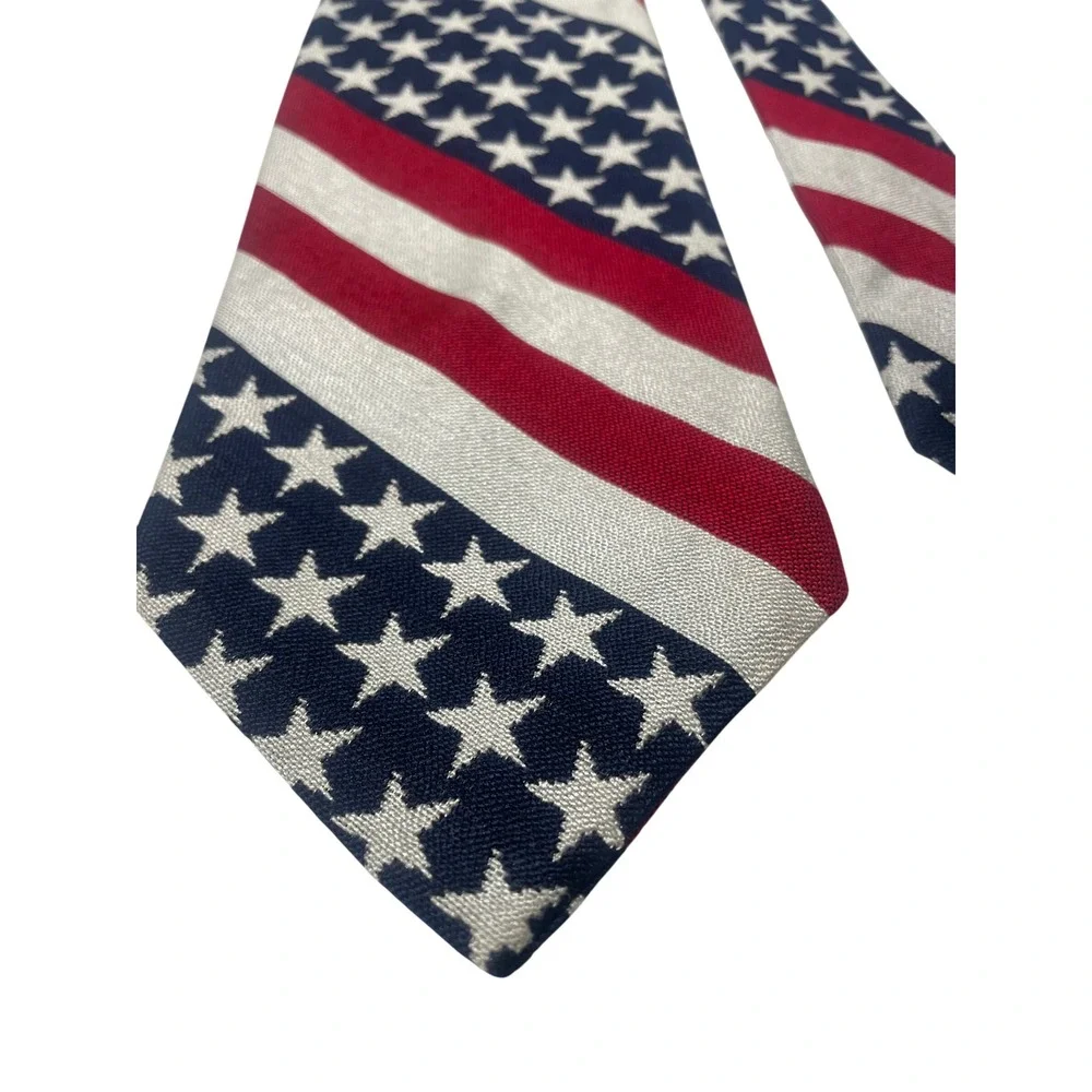 Vintage 90s Buccaneer American Flag Woven Traditional Wide Tie Men's OS